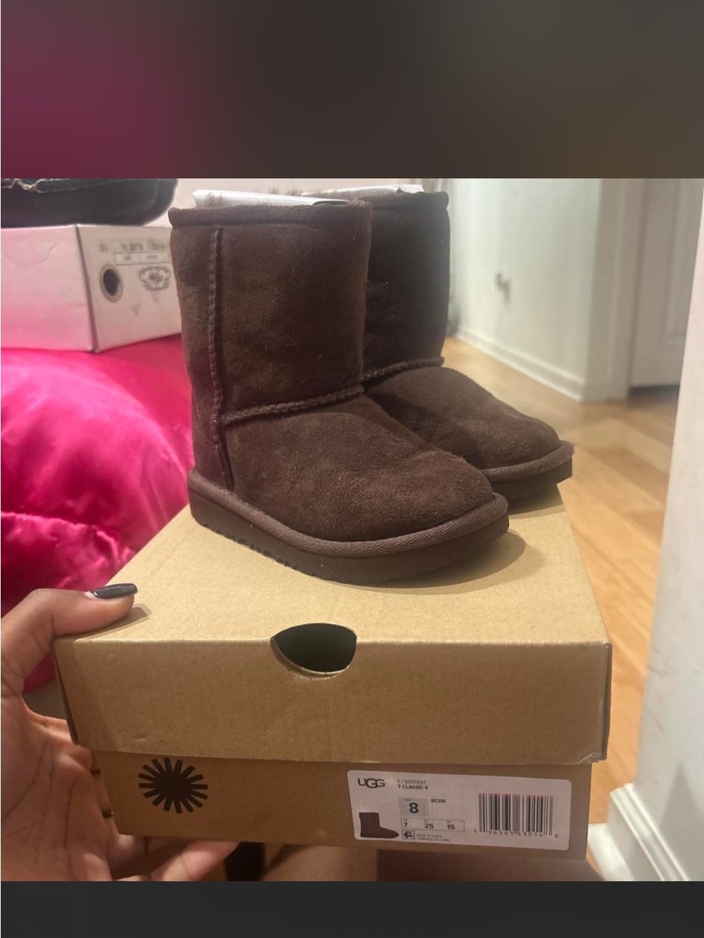 UGG Kids Short Chestnut Brown Suede Boots